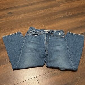 Levi’s Wedgie Straight Jeans Women Distressed Blue Denim High Rise Vintage Fit